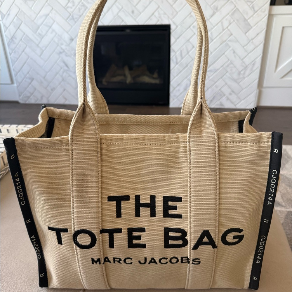 Marc Jacobs Tan and Black Canvas Tote